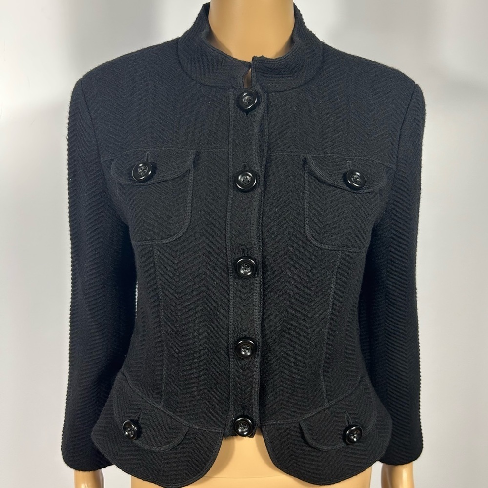 CARLISLE Black Academia 100% Wool Jacket Button Front Closure Size S